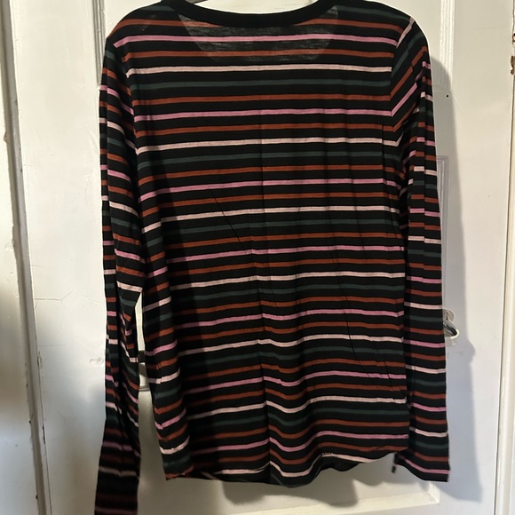 NWT! Madewell Whisper Cotton Rib-Crewneck Long-Sleeve Tee in Ryley Stripe XL - Picture 12 of 16